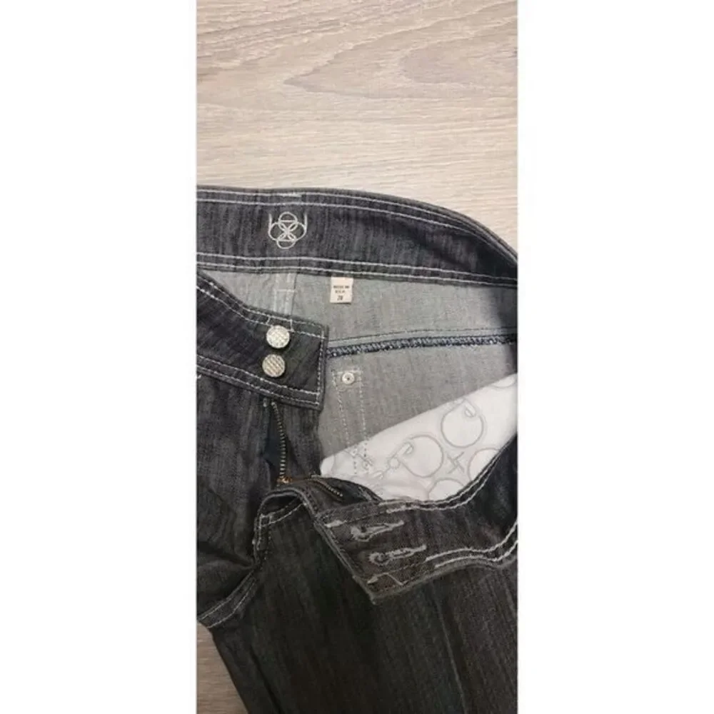 Bebe Jeans‎ Women's Dark Wash Stretch Double Button Slim Crop Jeans Size 28